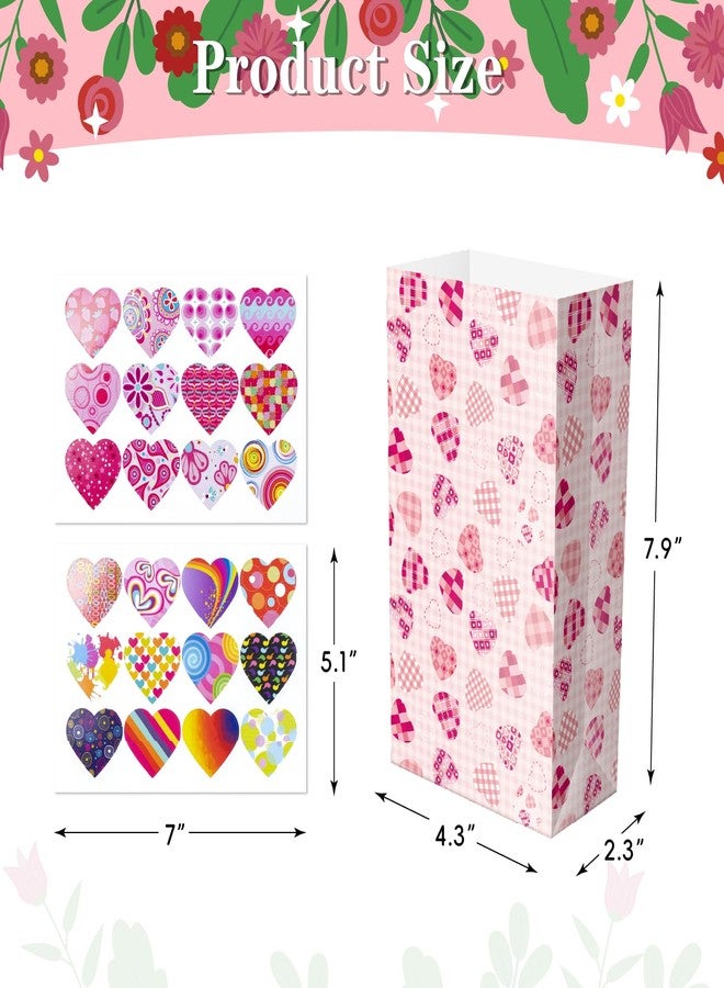 Jaywayang 24Pack Valentine Treat Bags, Small Gift Bags with Stickers, Goodie Mini for Valentine's Day Gifts Wrapping Party Favor. - Image 2